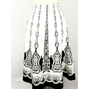 Basil & Maude Black White Print Western BOHO Long Skirt Size 6 XS